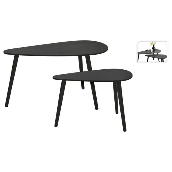 Home&Styling 2 Piece Side Table Set Drop Shape Black