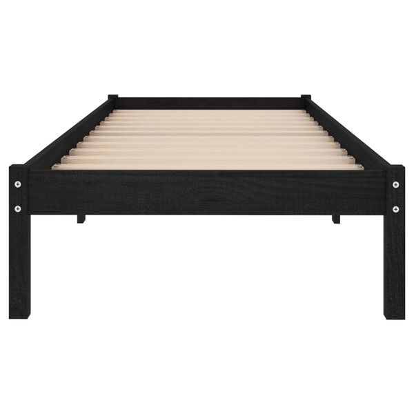 vidaXL Bed Frame without Mattress Black Solid Wood Small Single