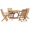 vidaXL 5 Piece Garden Dining Set Taupe Fabric and Solid Wood