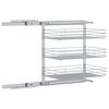 vidaXL 3-Tier Pull-out Kitchen Wire Basket Silver 47x35x56 cm