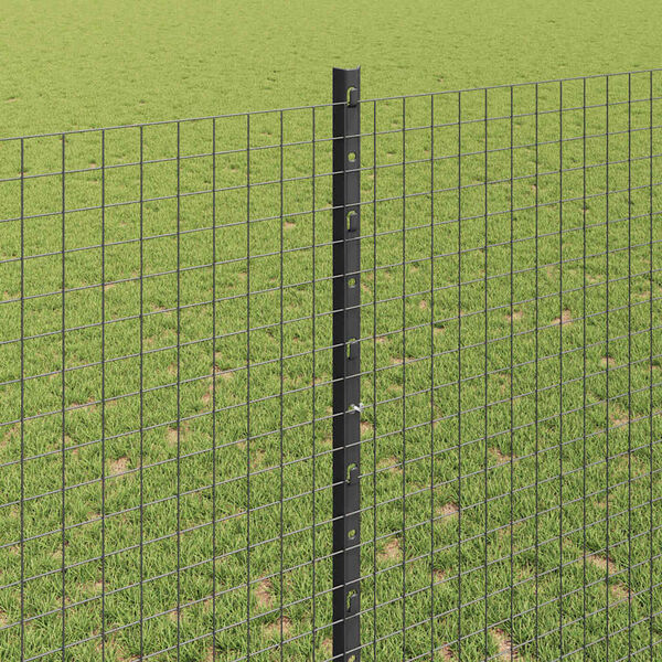 vidaXL Fence with Post Grey 1.4 x 25 m Steel and PVC