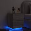 vidaXL Bedside Cabinet with LED Lights Grey Sonoma Engineered Wood