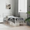 vidaXL Metal Bed Frame without Mattress with Footboard White 75x190cm