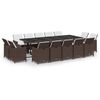 vidaXL 15 Piece Garden Dining Set with Cushions Poly Rattan Brown