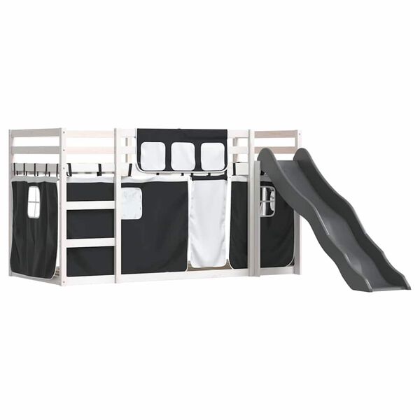 vidaXL Bunk Bed without Mattress with Slide White and Black 90x200 cm