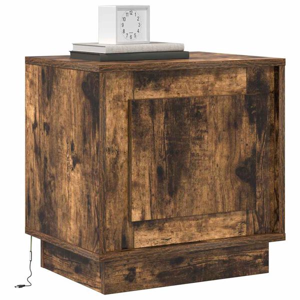 vidaXL Bedside Cabinet Smoked Oak 44 x 34.5 x 45 cm Engineered Wood