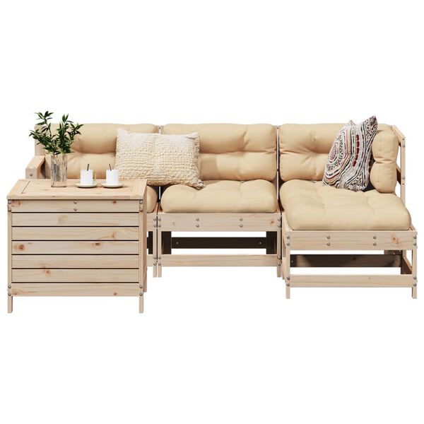 vidaXL 5 Piece Garden Sofa Set Solid Wood Pine