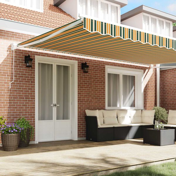 vidaXL Retractable Awning Retractable Green and Yellow 500 x 300 cm