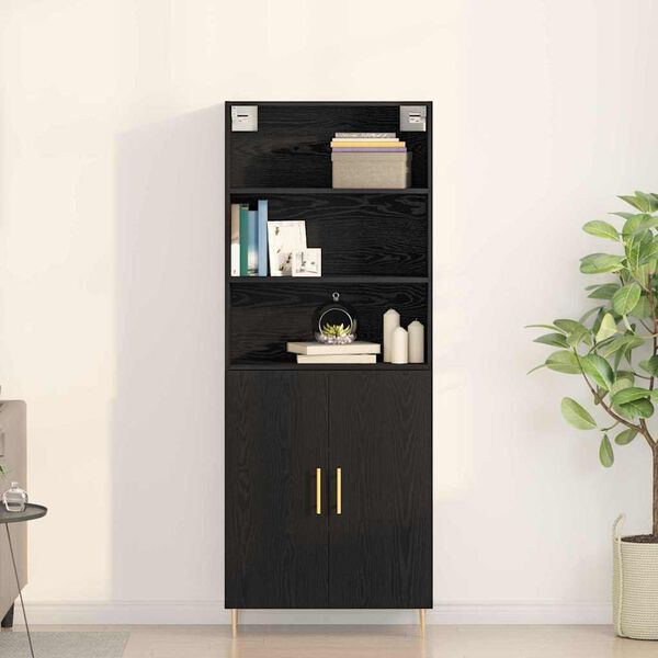 vidaXL Highboard Black Oak 69.5 x 34 x 180 cm Engineered Wood