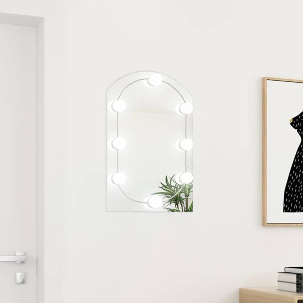 vidaXL Mirror with LED Lights 60x40 cm Glass Arch