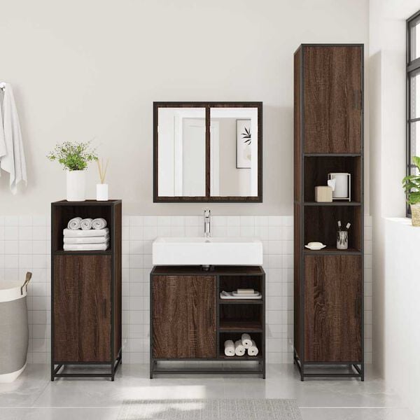 vidaXL Bathroom Sink Cabinet Brown Oak 65x33x60 cm Engineered Wood