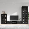 vidaXL TV Cabinet Set with Drawer FLORIN Black Engineered Wood