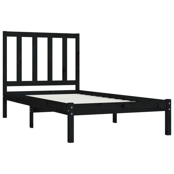 vidaXL Bed Frame without Mattress Black Solid Wood Pine 100x200 cm
