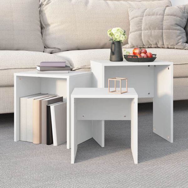 vidaXL Nesting Coffee Tables 3 pcs White Engineered Wood