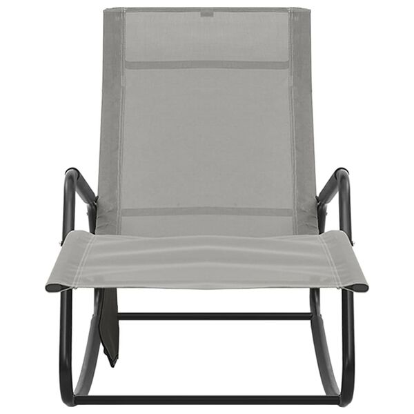 vidaXL Sun Lounger Steel and Textilene Grey