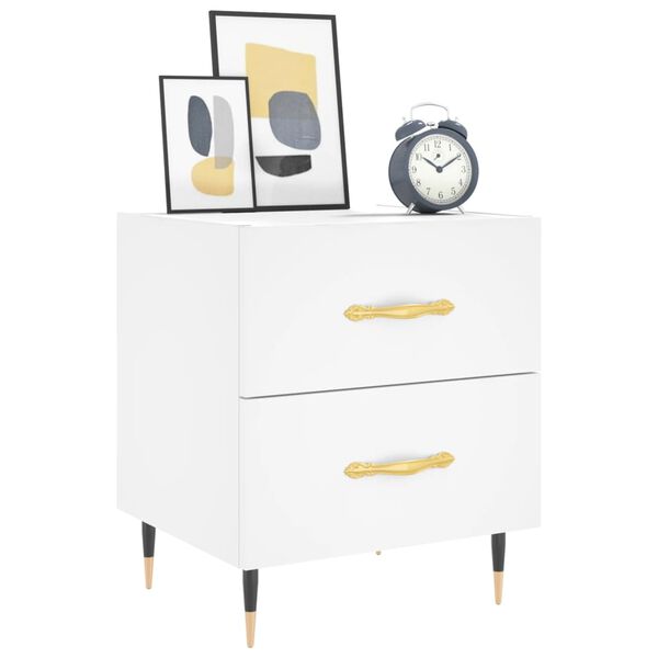 vidaXL Bedside Cabinet White 40x35x47.5 cm Engineered Wood