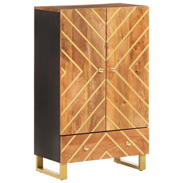 vidaXL Highboard Brown and Black 60x33.5x100 cm Solid Wood Mango