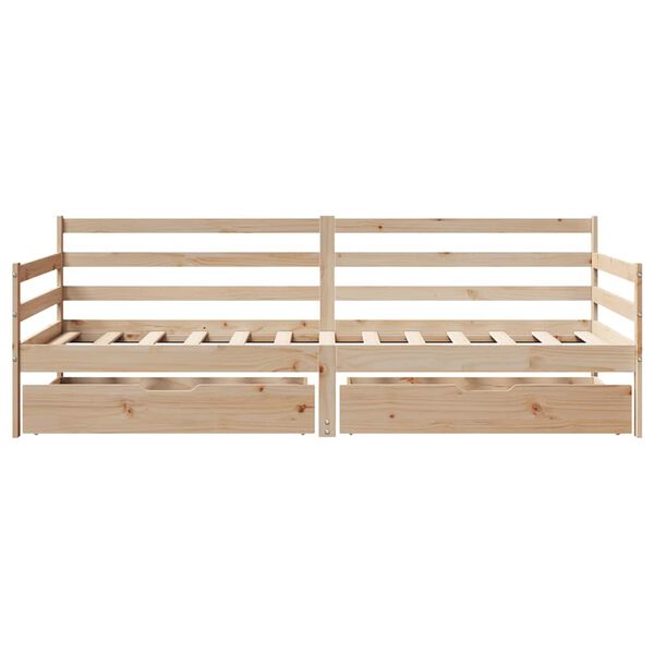 vidaXL Daybed with Drawers without Mattress 90x190 cm Single Solid Wood