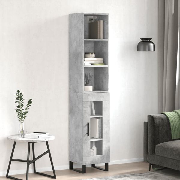 vidaXL Highboard Concrete Grey 34.5x34x180 cm Engineered Wood