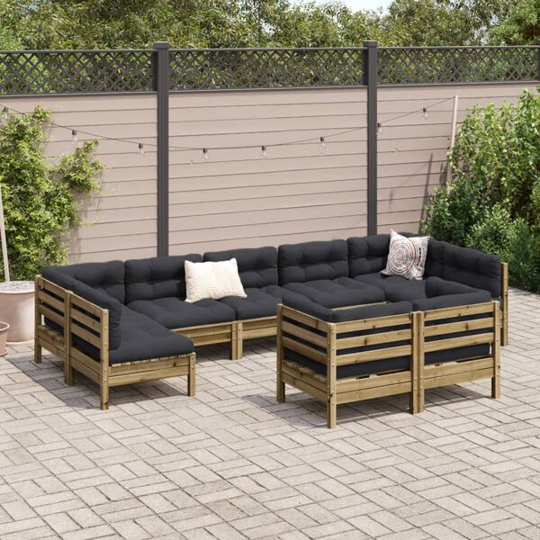 vidaXL 9 Piece Garden Sofa Set with Cushions Impregnated Wood Pine
