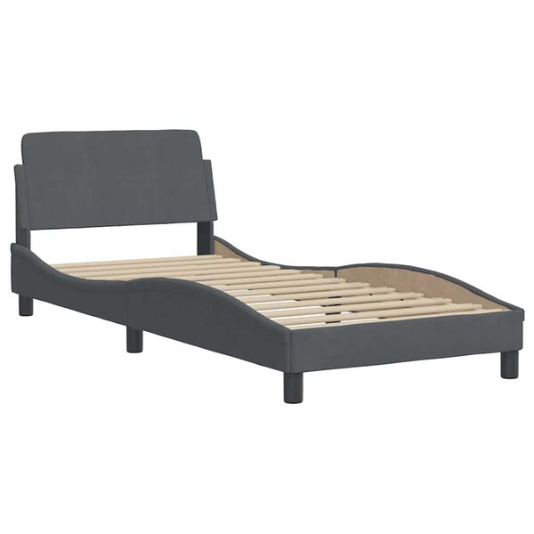 vidaXL Bed Frame "Dover" Dark Grey 90x190 cm Single Velvet
