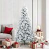 vidaXL Artificial Hinged Christmas Tree Snow Flocked White 180 cm
