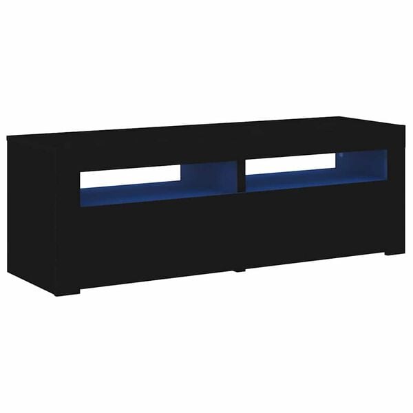 vidaXL TV Cabinet with LED Lights Black 120x35x40 cm