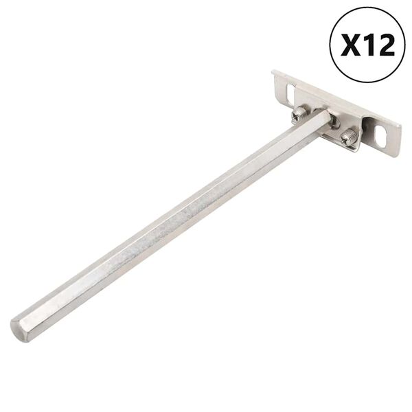 vidaXL Floating Shelf Brackets 12pcs Invisible &Oslash;12x200 mm Carbon Steel