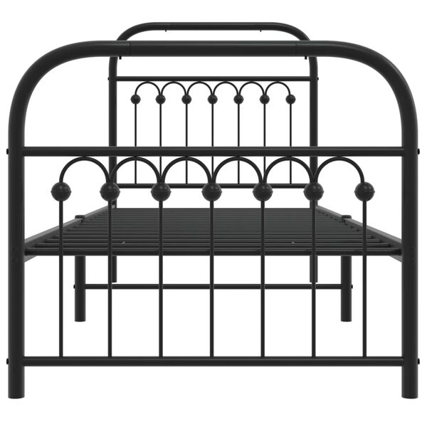 vidaXL Metal Bed Frame without Mattress with Footboard Black 80x200cm