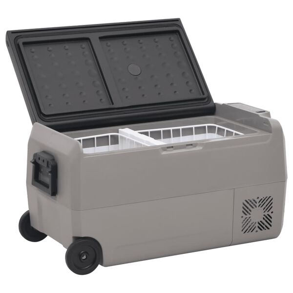 vidaXL Cool Box with Wheel and Handle Black&Grey 60 L PP&PE