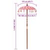 vidaXL Balinese Parasol Pink 95 x 95 x 260 cm Cotton and Wood