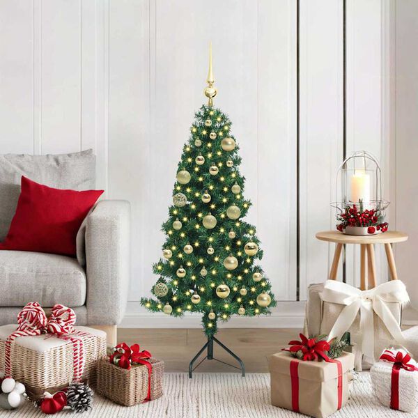 vidaXL Corner Artificial Christmas Tree Green 120 cm PVC and Metal