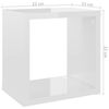 vidaXL Wall Cube Shelves 6 pcs High Gloss White 22x15x22 cm