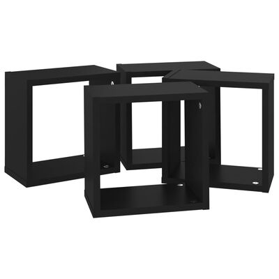 vidaXL Wall Cube Shelves 4 pcs Black 26x15x26 cm