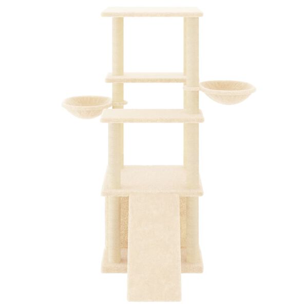 vidaXL Cat Tree with Sisal Scratching Posts Cream 133 cm