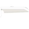 vidaXL Freestanding Manual Retractable Awning 600x350 cm Cream