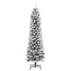 vidaXL Artificial Slim Christmas Tree with Flocked Snow 210 cm PVC&PE