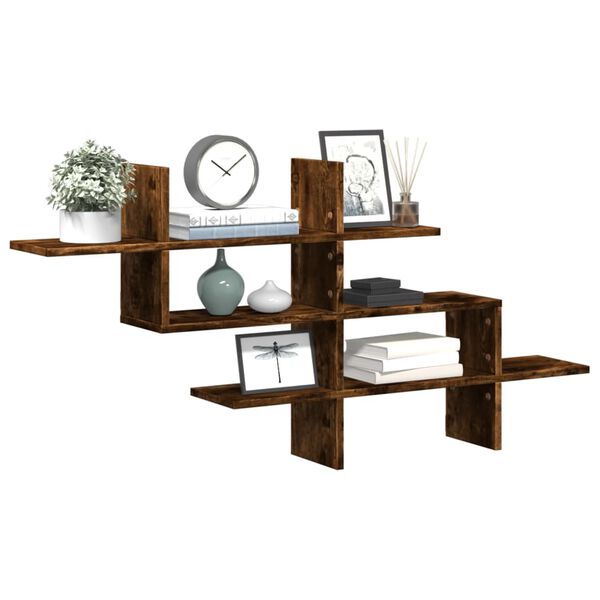 vidaXL Wall Shelf Smoked Oak 124.5x18x60.5 cm Engineered Wood