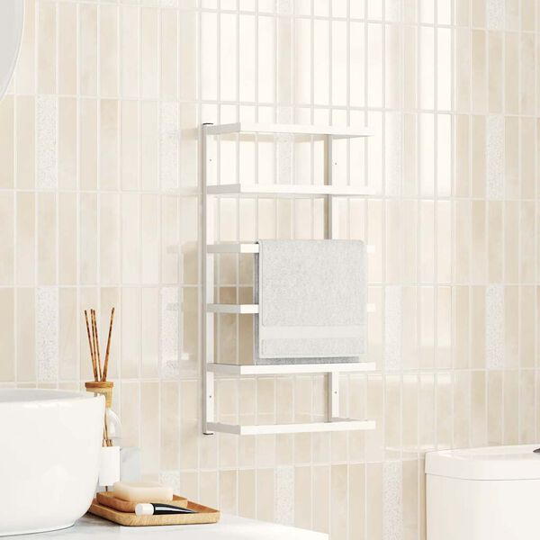 vidaXL Towel Rack White 24x12x48 cm Steel