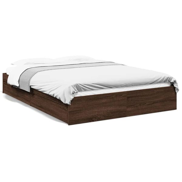 vidaXL Bed Frame with Drawers without Mattress Brown Oak 150x200 cm King Size
