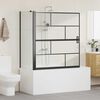 vidaXL Bath Shower Screen Black and Transparent 116 x 68 x 128 cm
