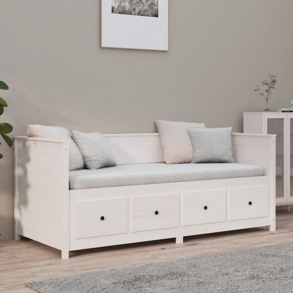 vidaXL Day Bed without Mattress White 90x190 cm Single Solid Wood Pine