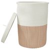 vidaXL Storage Basket with Lid Brown and White Ø37x50 cm Cotton