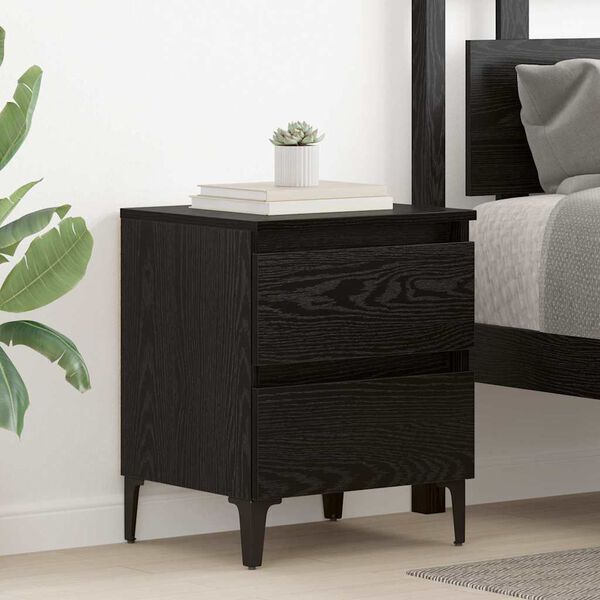 vidaXL Bedside Cabinet Black oak 40 x 35 x 50 cm Engineered wood