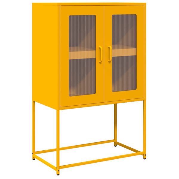 vidaXL Highboard Mustard Yellow 68x39x107 cm Steel