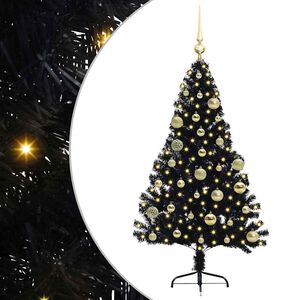 vidaXL Artificial Pre-lit Christmas Tree Black 120 cm PVC