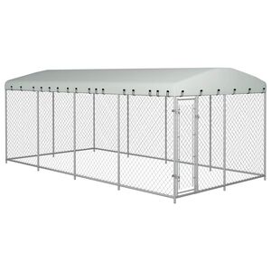 vidaXL Outdoor Dog Kennel with Roof 7.6x3.8x2.3 m