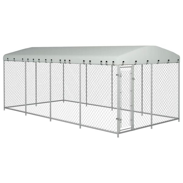 vidaXL Outdoor Dog Kennel with Roof 7.6x3.8x2.3 m