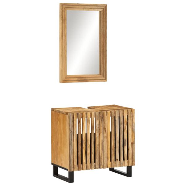 vidaXL 2 Piece Bathroom Furniture Set Solid Wood Rough Mango