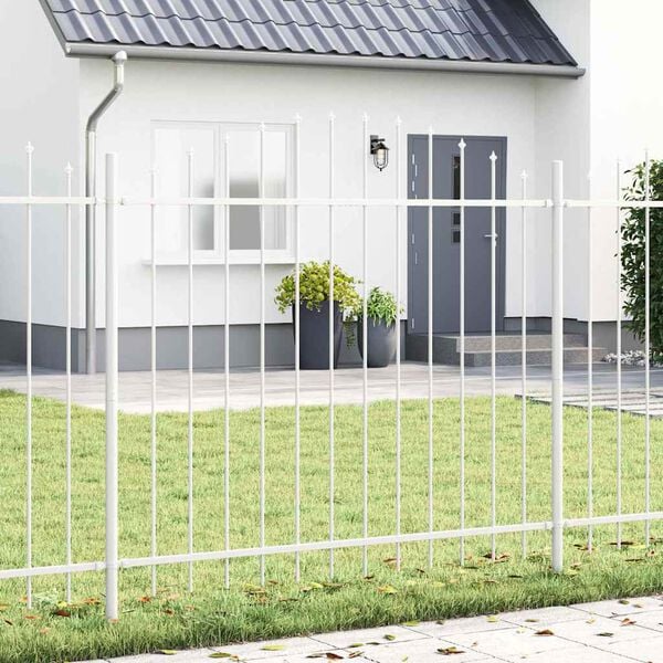 vidaXL Garden Fence 7 pcs White 170 x 165 cm Powder-Coated Steel